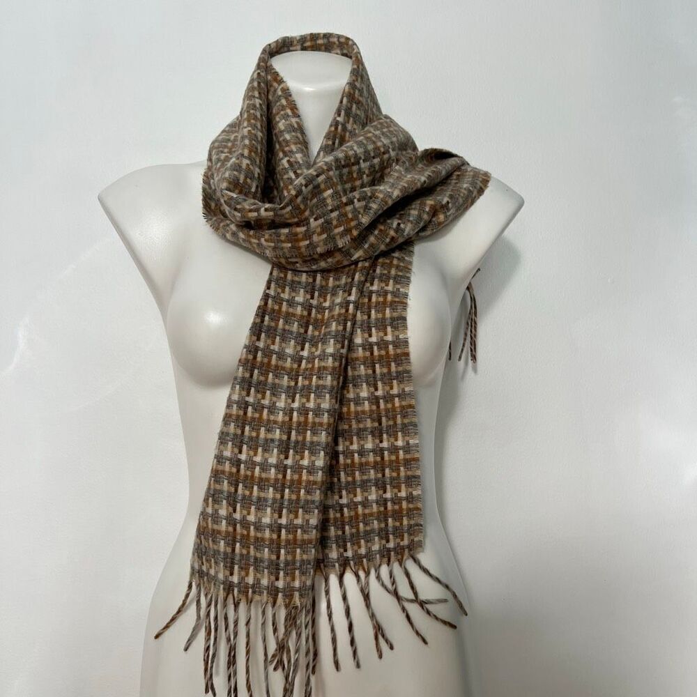 Cashmink v. fraas Germany Woven Neutral fringe scarf vintage